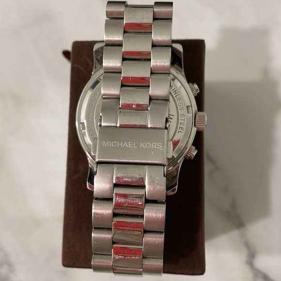 HUNGER STOP CHRONOGRAPH BLUE DIAL SILVER LADIES WATCH MK5814 - Picture 5 of 5